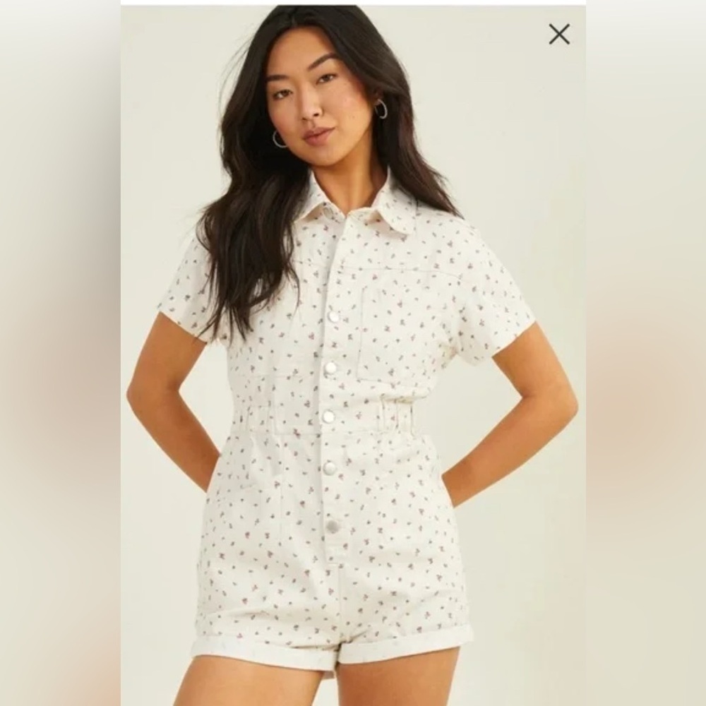 Altar’d State Skylar Cargo Romper Floral Women’s Small Cottagecore Boho Coquette